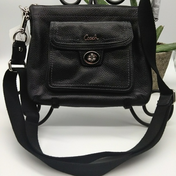 Coach Handbags - Coach Black Leather Pocket Swingpack NWT
